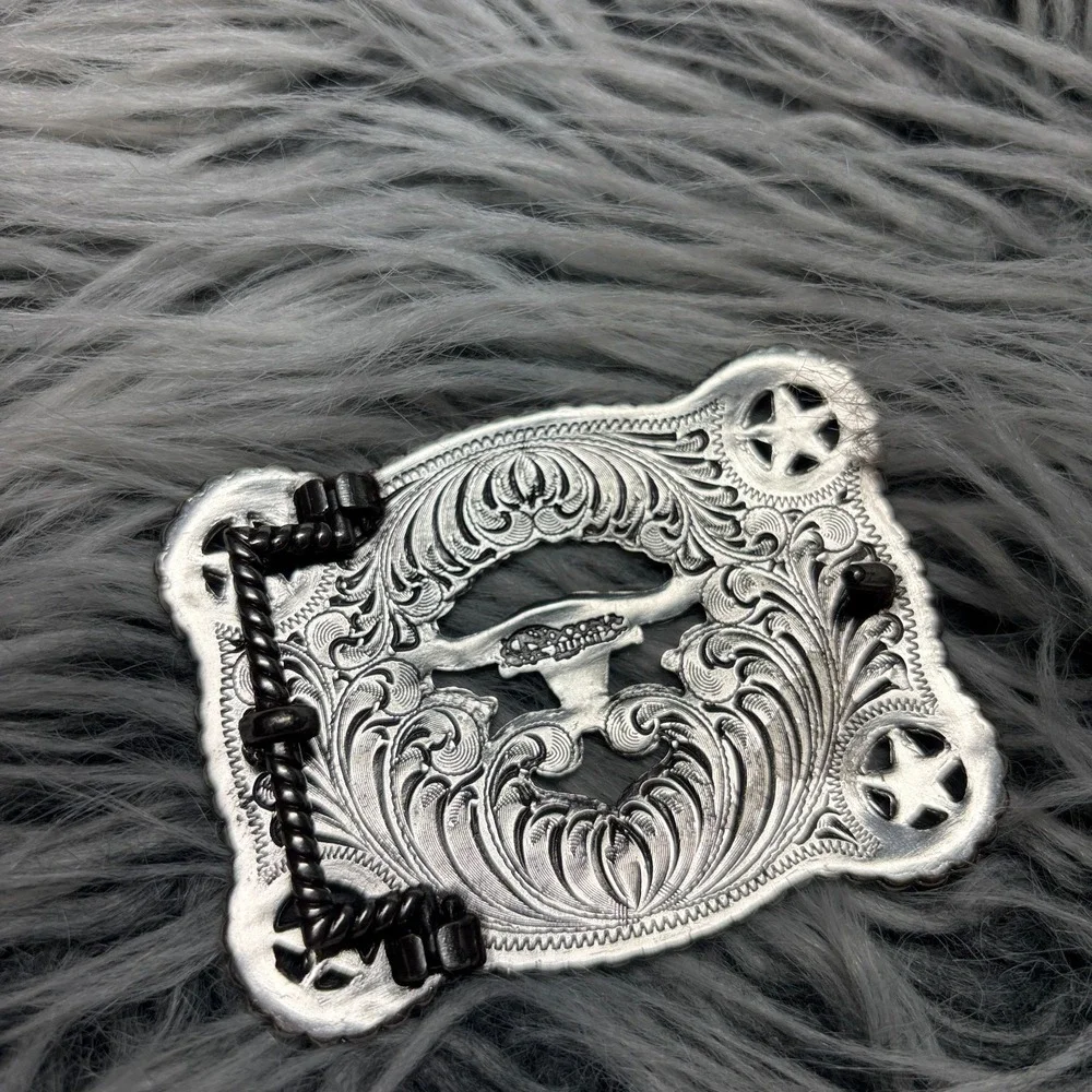 1 in Texas SBA 2012 Nocona Shooting Star Bull Head‎ Cowboy Belt Buckle Silver